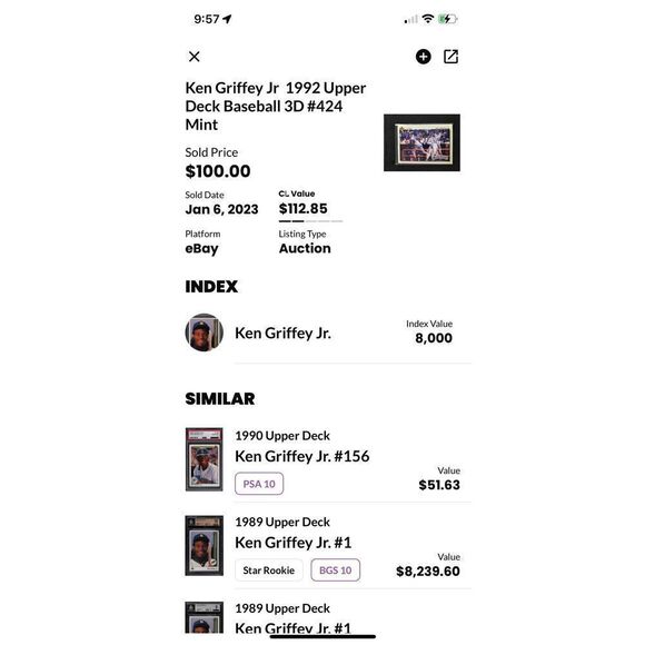 1991 Ken Griffey Jr Parallel action shot #424 mint condition - Picture 3 of 3